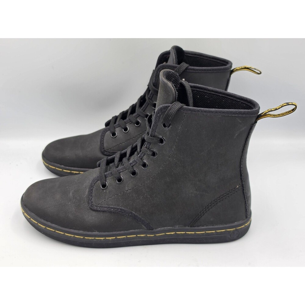 Dr. Doc Martens Shoreditch Women Size 8 Flat Black Leather Lace-up Combat Boots